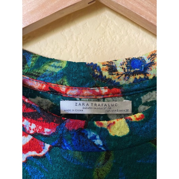 Zara Asymmetrical Floral Ruched Midi Dress | Women's Size Small - Picture 8 of 9